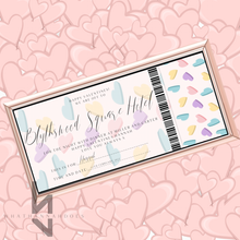 Load image into Gallery viewer, Hearts Background Event Ticket Design for Gift Giving Voucher