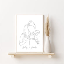 Load image into Gallery viewer, Engagement or Wedding Photograph Line Drawing Digitally Drawn Artwork