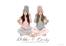 Load image into Gallery viewer, Best Friends Jammies and Hot Chocolate Line Up Back Portrait Family