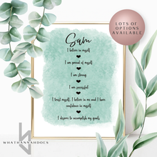 Load image into Gallery viewer, Affirmations Positive Mindset Watercolour Print