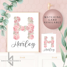 Load image into Gallery viewer, Pink Floral Name Print