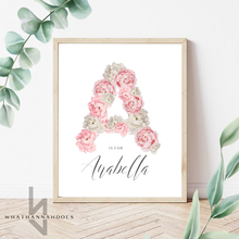 Load image into Gallery viewer, Pink Floral Name Print