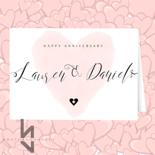 Load image into Gallery viewer, Happy Anniversary Card Personalise your Names and Date