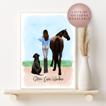 Load image into Gallery viewer, Horse and Girl Standing Up Back Portrait Line Up