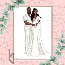 Load image into Gallery viewer, Fashion Illustration Wedding Outfits Bride and Groom