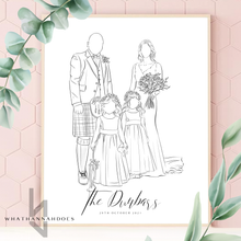 Load image into Gallery viewer, Custom Black and White Line Drawing Style Digitally Drawn Artwork