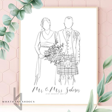 Load image into Gallery viewer, Custom Black and White Line Drawing Style Digitally Drawn Artwork