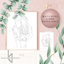 Load image into Gallery viewer, Engagement or Wedding Photograph Line Drawing Digitally Drawn Artwork