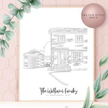 Load image into Gallery viewer, Sketch Style Home Digitally Drawn Artwork