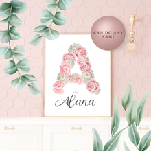 Load image into Gallery viewer, Pink Floral Name Print