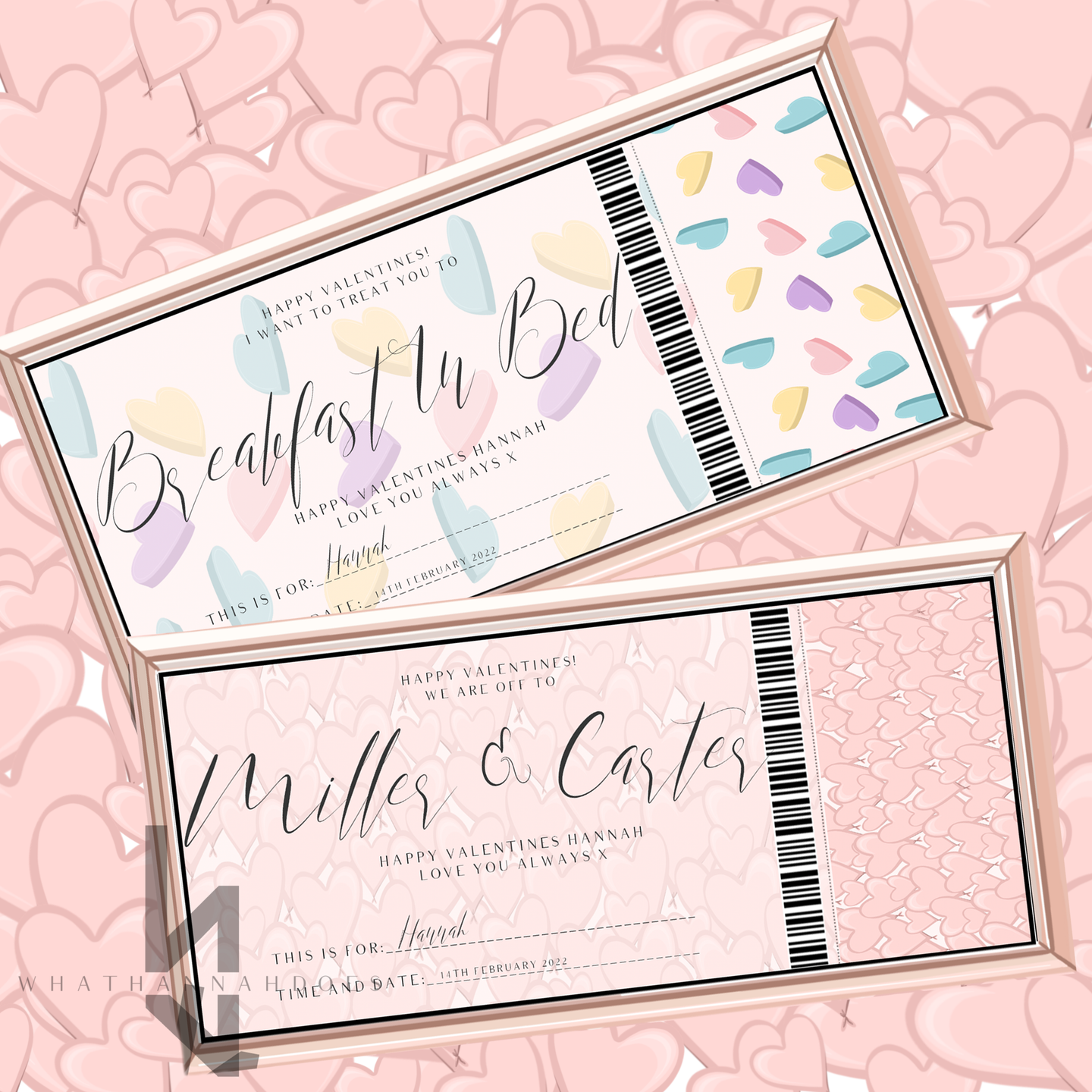 Hearts Background Event Ticket Design for Gift Giving Voucher