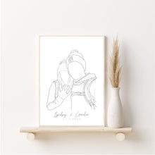 Load image into Gallery viewer, Engagement or Wedding Photograph Line Drawing Digitally Drawn Artwork
