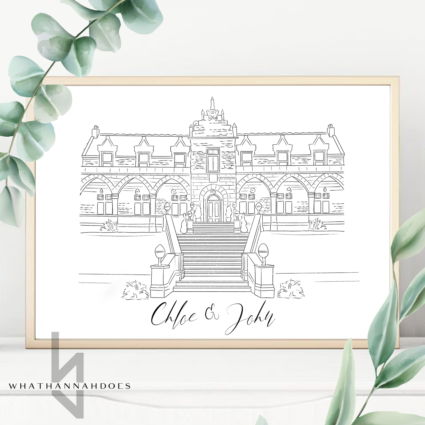 Sketch Style Wedding Venues Digitally Drawn Artwork