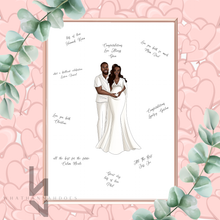 Load image into Gallery viewer, Guestbook print with fashion illustration of you and your partner front view
