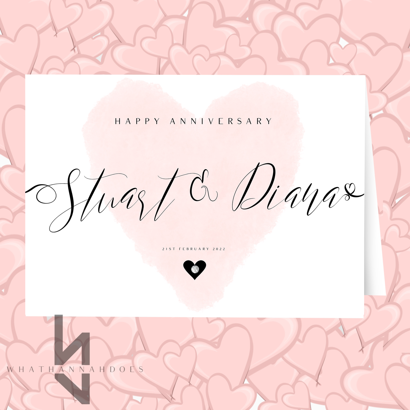 Happy Anniversary Card Personalise your Names and Date