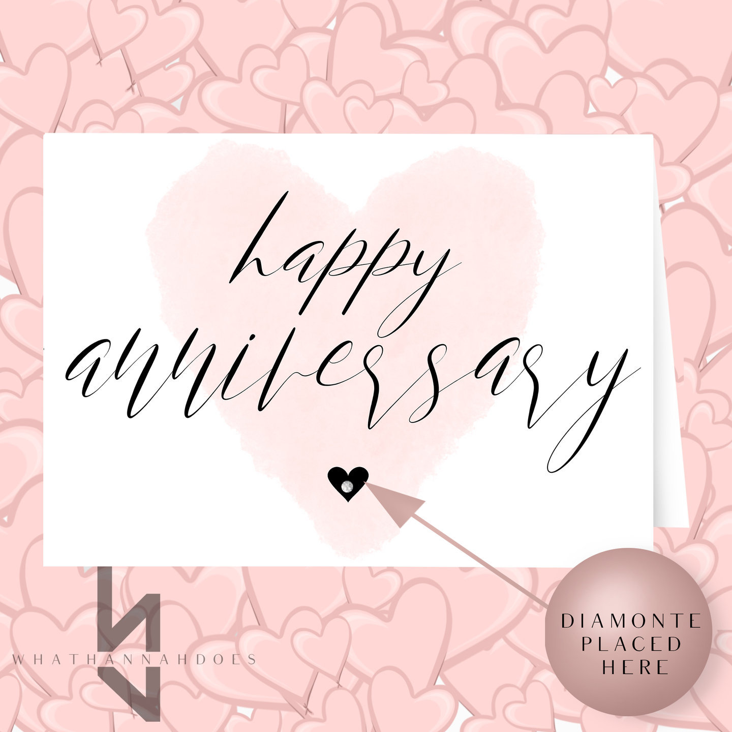 Happy Anniversary A5 Card With Diamonte Heart