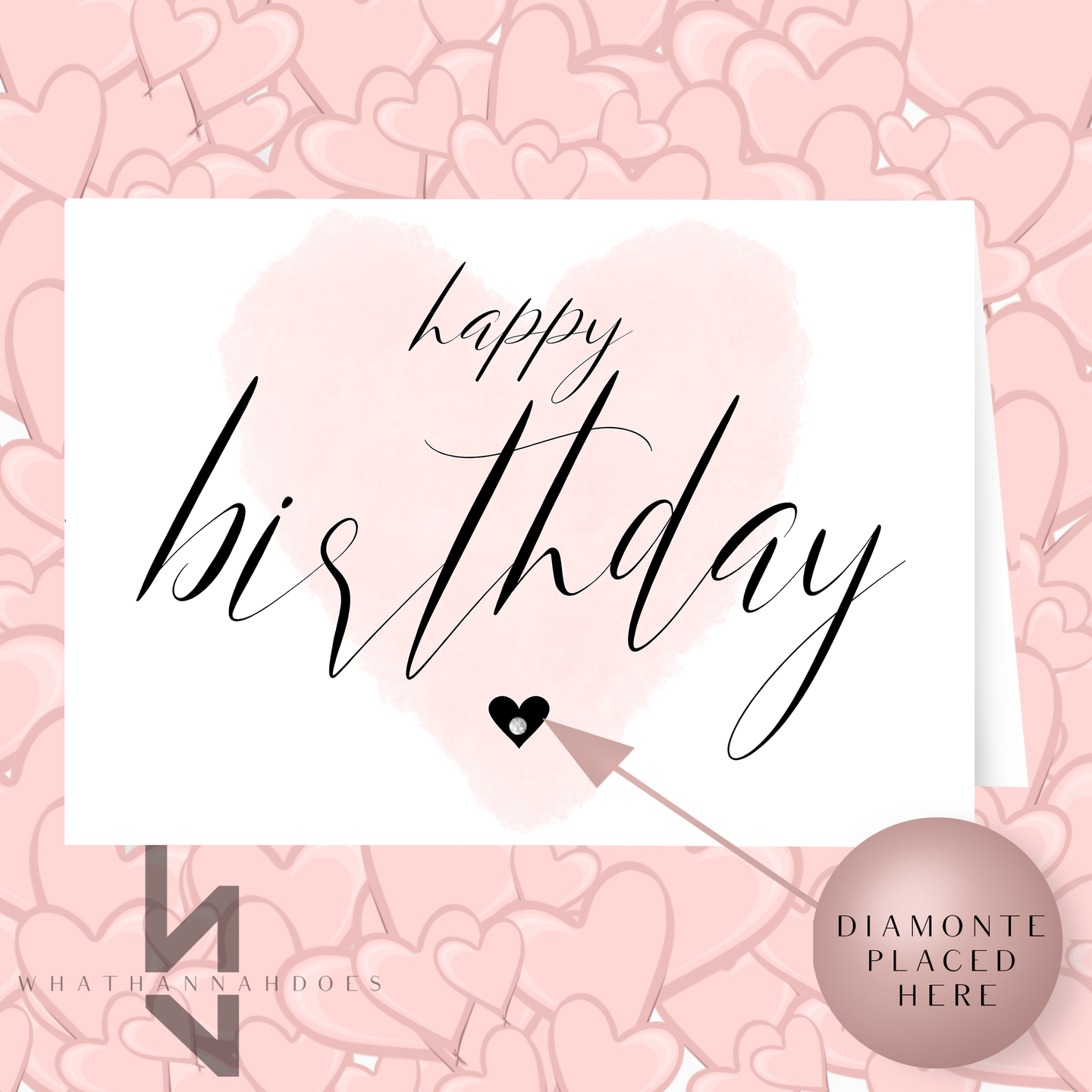 Happy Birthday A5 Card With Diamonte Heart
