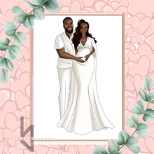 Load image into Gallery viewer, Fashion Illustration Wedding Outfits Bride and Groom
