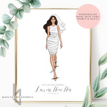 Load image into Gallery viewer, Kiss The Miss Goodbye Fashion Illustration Drawing Personalised Print
