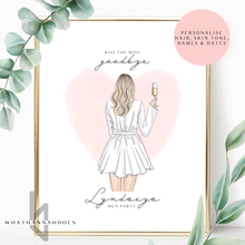 Load image into Gallery viewer, Kiss The Miss Goodbye Back Portrait Robe Line Up Drawing Personalised Print
