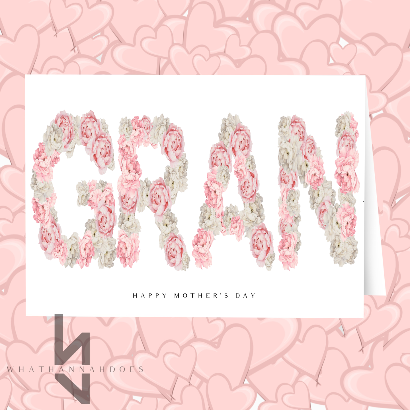 Happy Birthday Gran Flower Name A5 Card